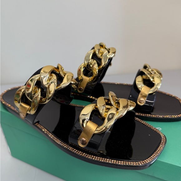 lauren larraine chan Black And Gold sandals womens 9 - Picture 2 of 7